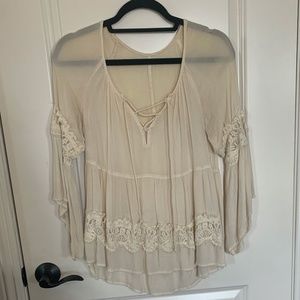 Flowy Lace-Up Blouse